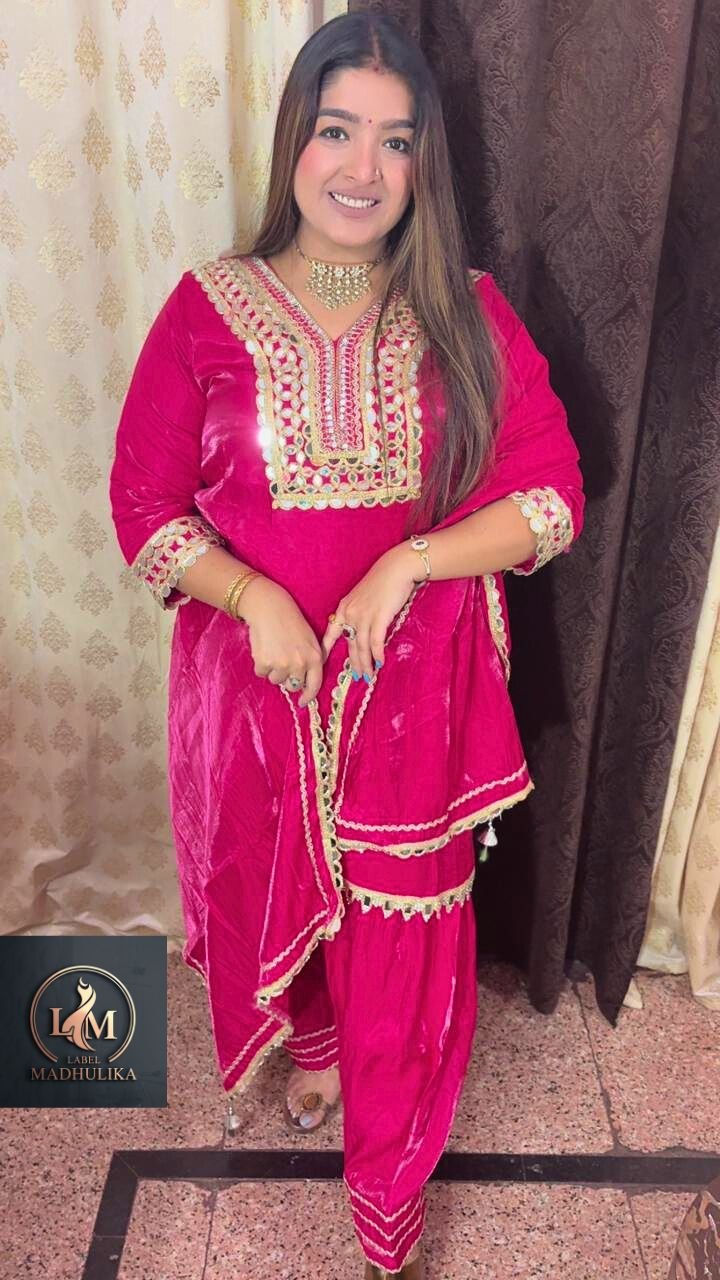 Hot Pink Farshi Salwar Suit - Image 2