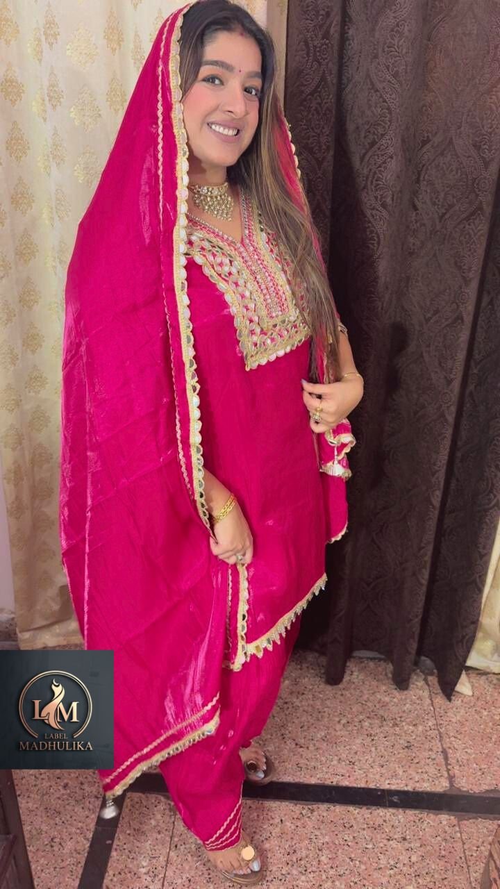 Hot Pink Farshi Salwar Suit - Image 3